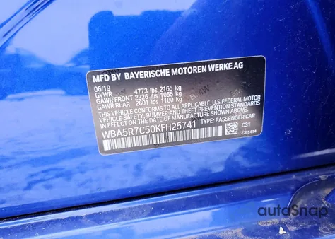2019 BMW 330Xi from USA, damaged, VIN WBA5R7C50KFH25741